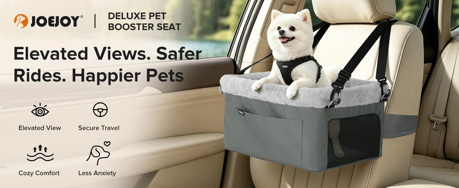 Deluxe Dog Booster Seat with Sturdy Metal Frame and Safety Leash for Small Pets up to 20 lbs - Portable Puppy β product details