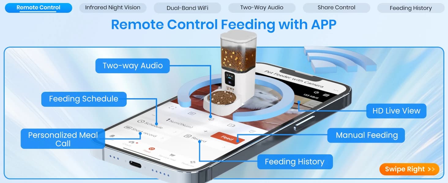 Automatic Cat Feeder with 2K Camera: 5G WiFi Automatic Dog Feeder with Night Vision — product details