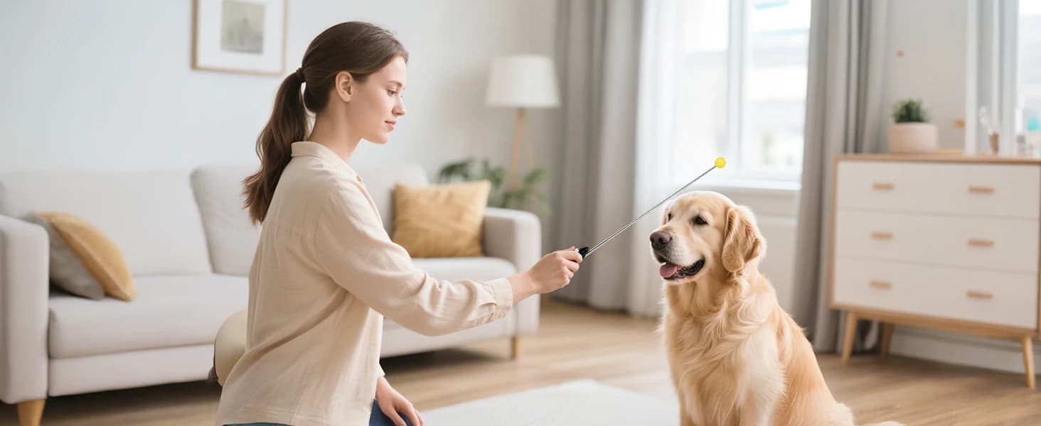 Dog Training Clicker with Target Stick – Portable and Retractable Trainer with Comfortable Handle and Bright — collection imagery
