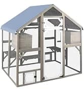 Outdoor Cat Catio Enclosures Large Wooden Cat House Patio for Indoor Cats Feral Cat Shelter with 2 Espace Doors — collection imagery