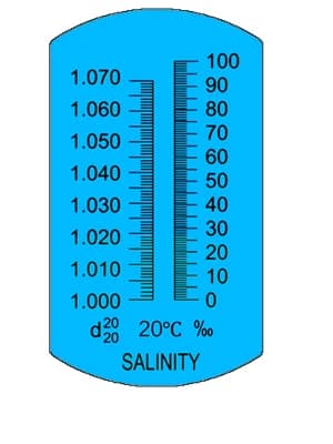 Salinity Refractometer for Seawater and Marine Fishkeeping Aquarium 0-100 PPT with Automatic Temperature — Average Salinity of Sea Water