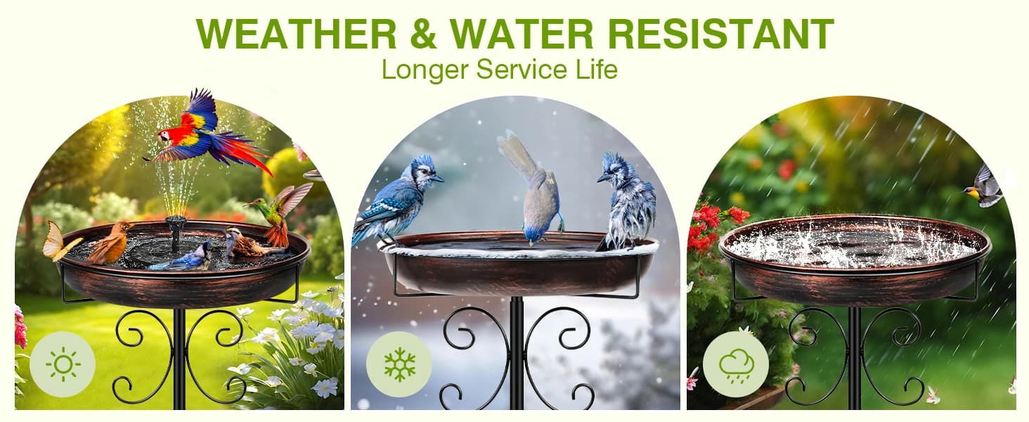 35In Metal Bird Bath for Outside — product details