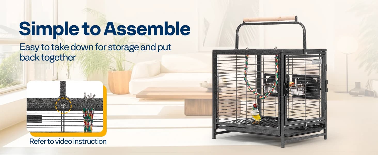 19 Inch Wrought Iron Travel Bird Cage for Cockatiel Parakeets — collection imagery