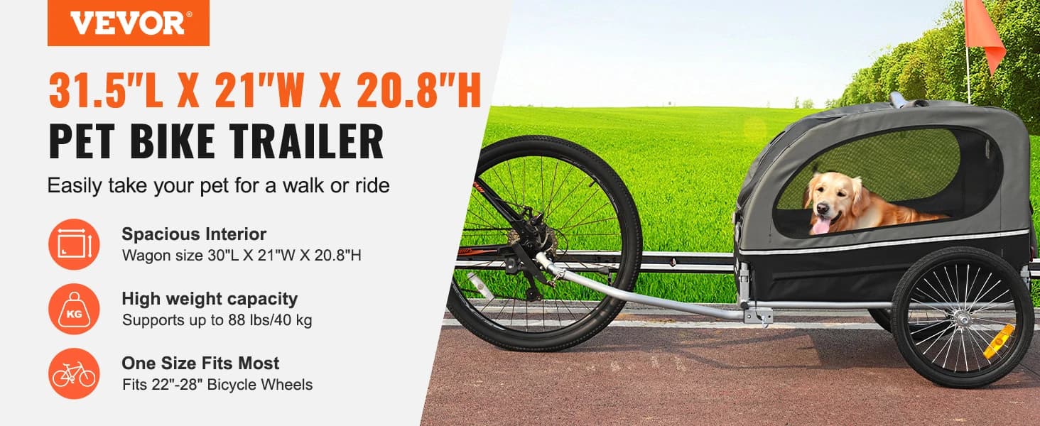 Dog Bike Trailer — Supports up to 88 lbs — Pet Bike Trailer – A Fun Way to Travel