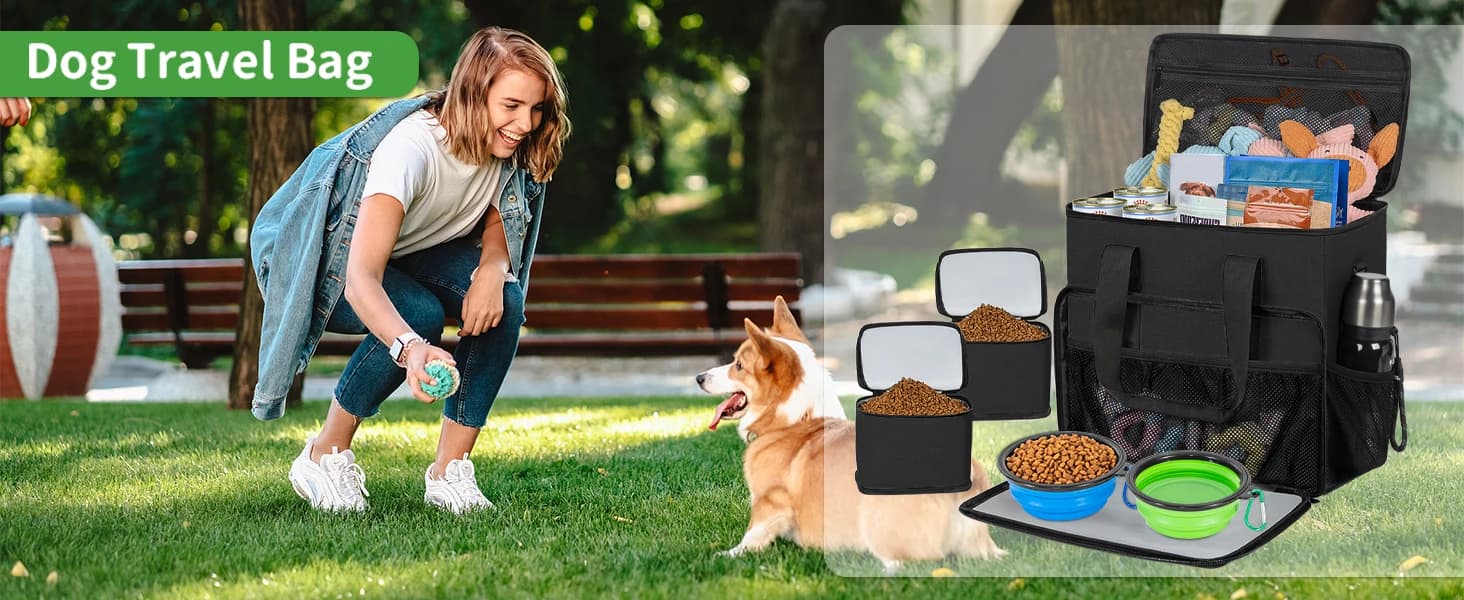 Large Dog Travel Bag for Supplies with Food Bowl — product details
