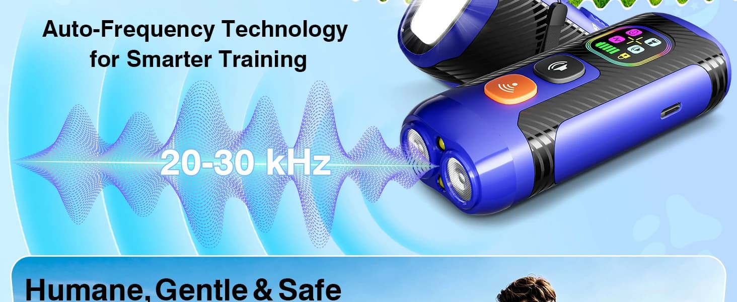 Dog Bark Deterrent Devices, Anti Barking Device for Dogs – Dual Ultrasonic (Fixed 25 kHz/Adaptive 20-30 kHz) — product details