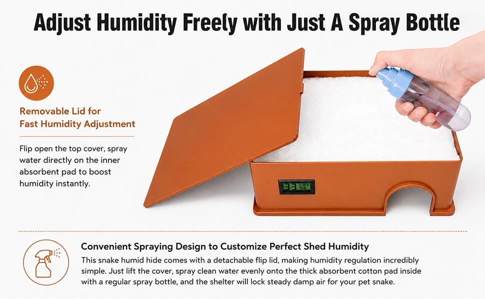 Reptile Hide Snake Hide — with a Humidification Groove Fitted with a Temperature and Humidity Sensor — product details