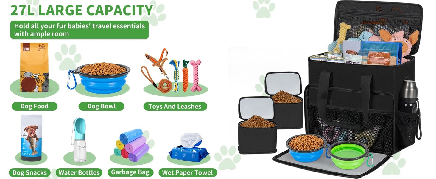 Large Dog Travel Bag for Supplies with Food Bowl — product details