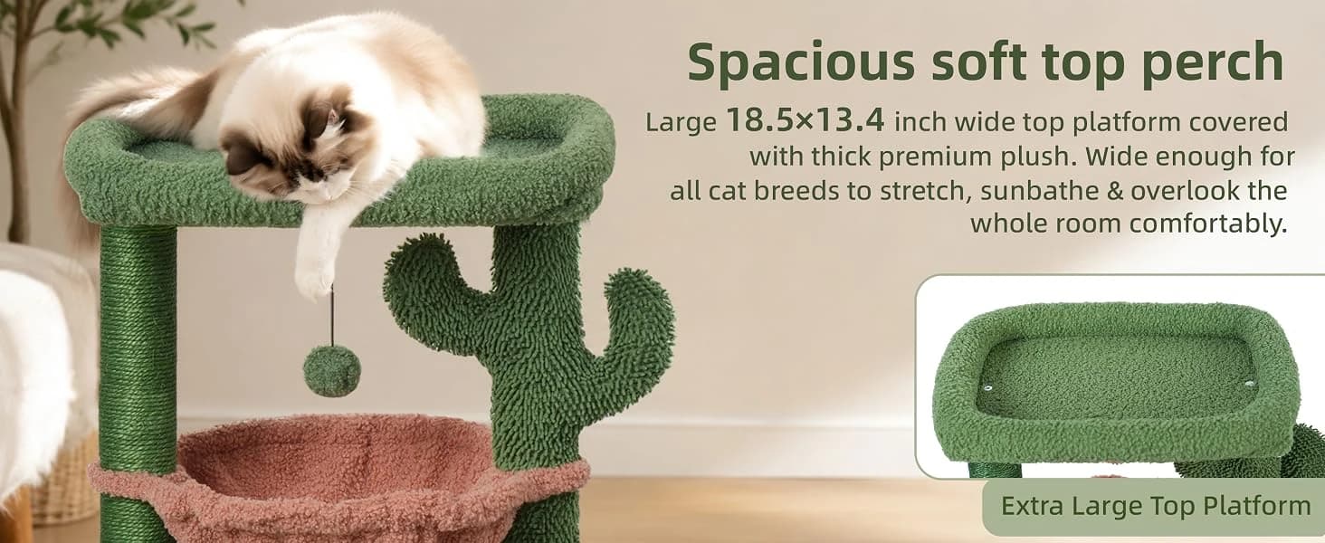37.4" Cactus Cat Tree Tower with Twin Cat Condos for Indoor Cats — product details