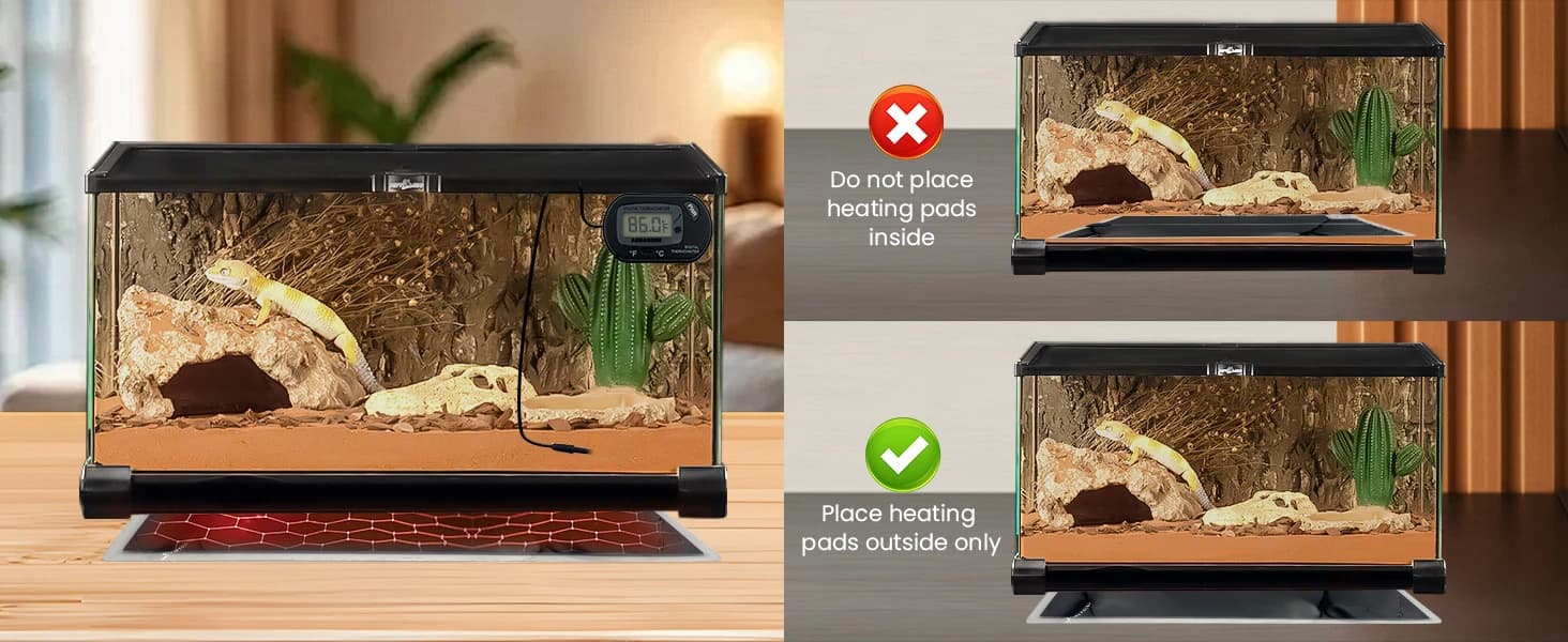Reptile Terrarium Heat Pad with LCD Digital Aquarium Thermometer — collection imagery