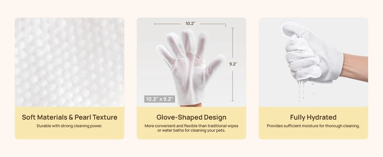 Dog Wipes for Dogs and Cats — Glove Design — product details