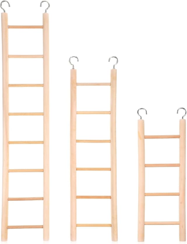 3 Pcs Bird Ladder — Wooden Bird Cage Ladder Bird-Ladder for Cage Climbing Ladders for Parakeets Parrots Cockatoo(4