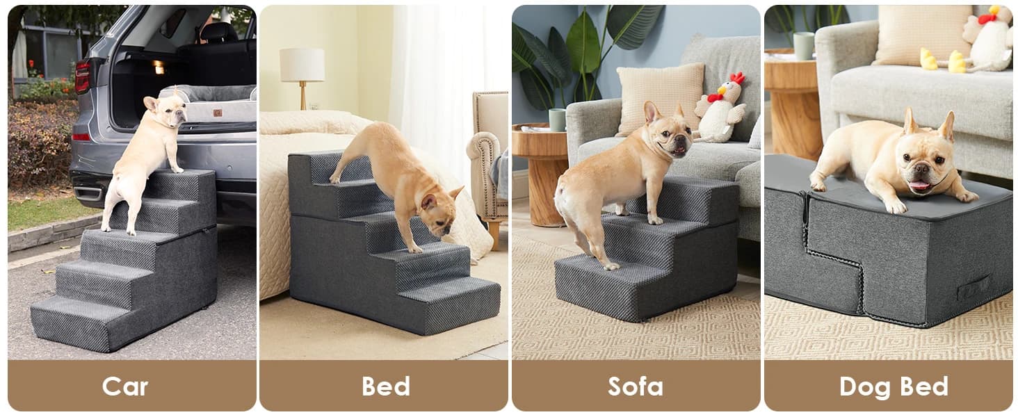 Dog Stairs for Bed 18" H — 4-Step Dog Steps for High Bed — product details
