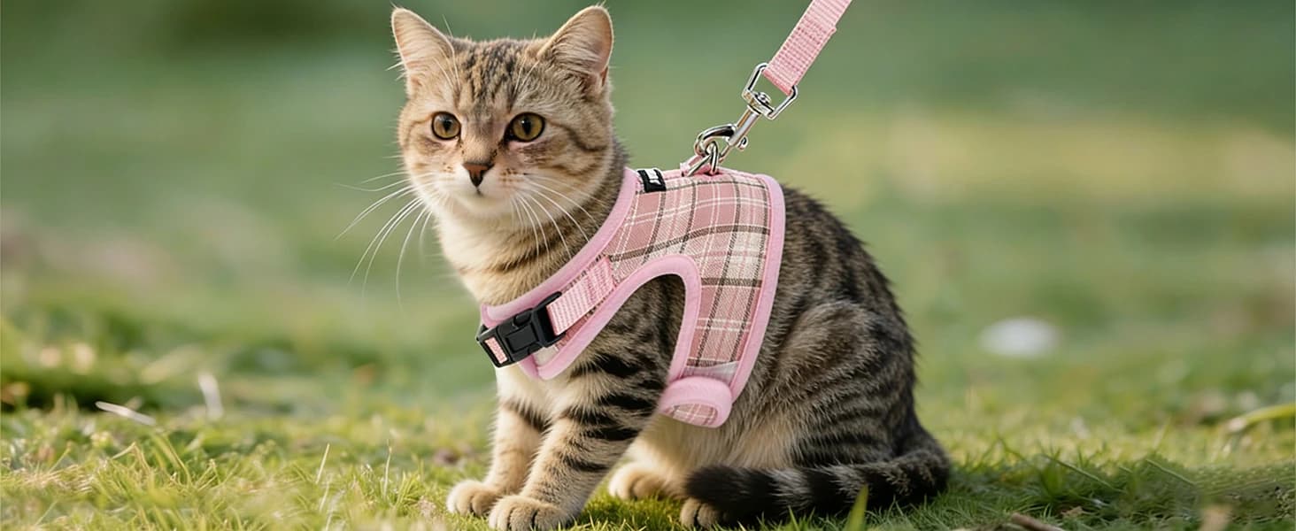Plaid Breathable Rabbit Harness and Leash Set Escape Proof — product details