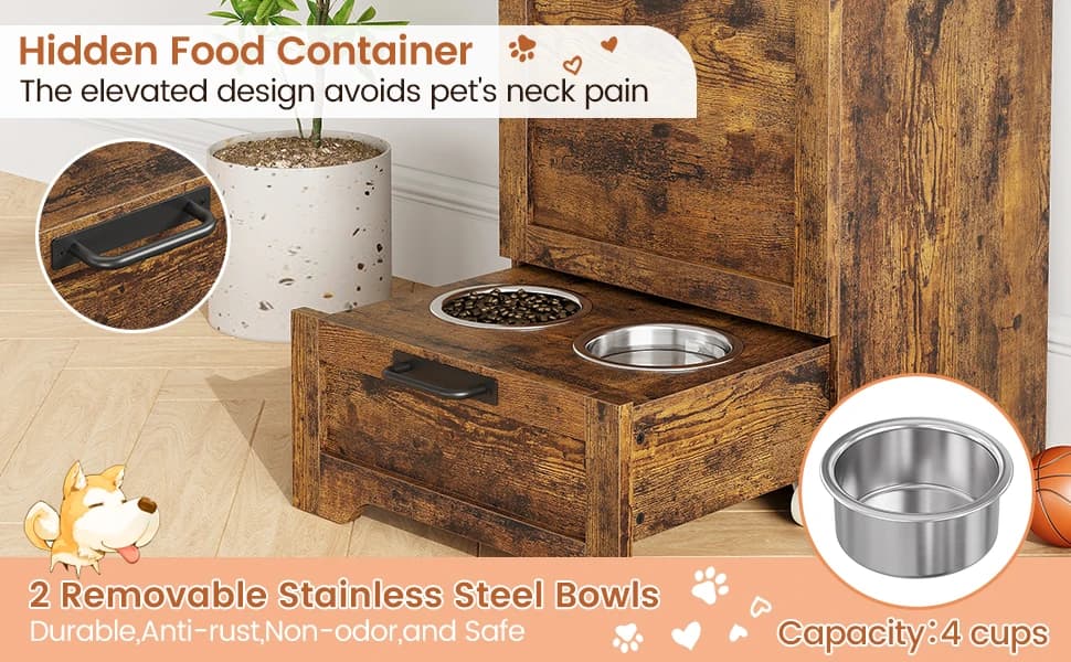 Dog Feeding Station with 2 Elevated Bowls ā product details