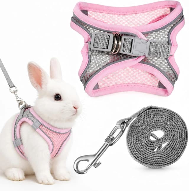 Bunny Harness and Leash Set Soft Breathable Rabbit Harness Eescape Proof Walking Training Rabbit Pet Vest