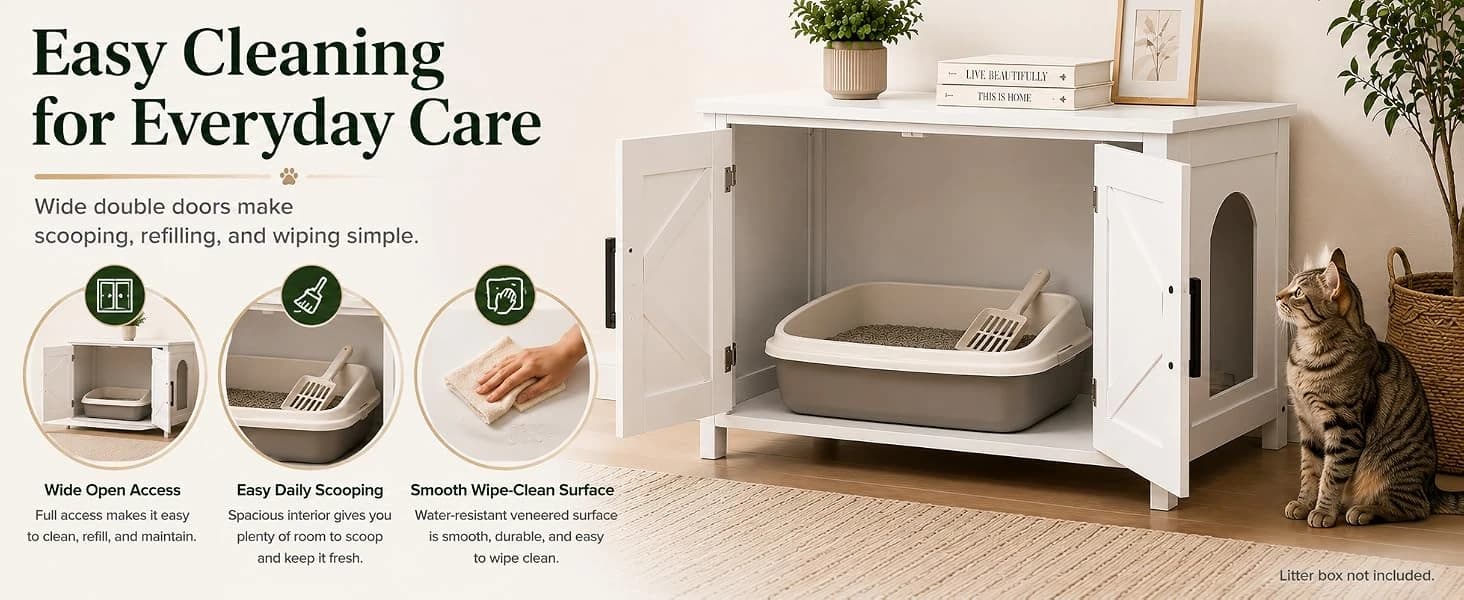 31.5" L Cat Litter Box Enclosure with Barn Door — product details