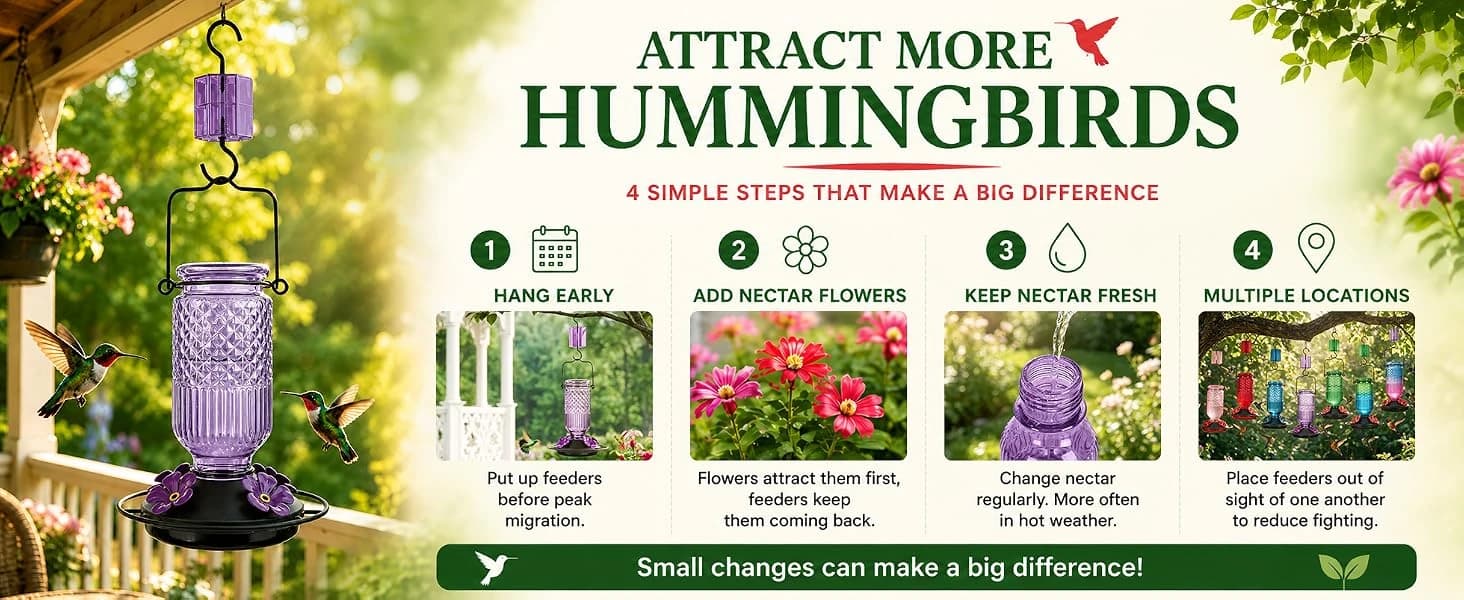 Glass Hummingbird Feeder for Outdoors Hanging — Attract More Hummingbirds with Simple Tips