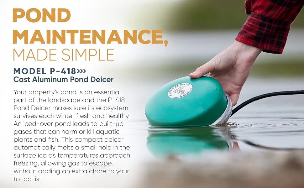 1250 Watts 7.5 Inch Cast Aluminum Floating Outdoor Pond De Icer Heater with Built in Thermostat Control and 10 — product details