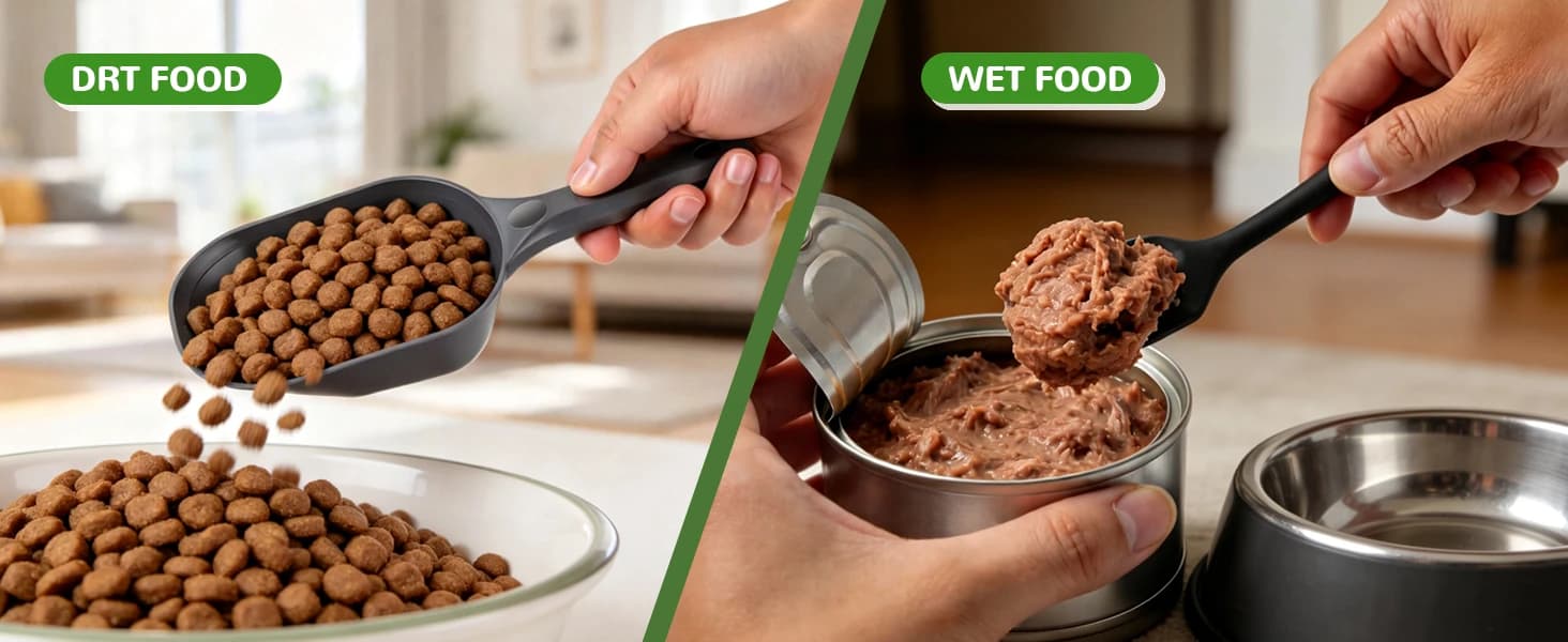 Dog Food Scoop Set with Silicone Can Scraper — product details