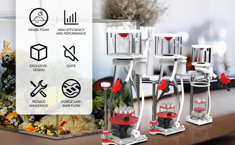 DC Protein Skimmer with Controllable Pinwheel Pump (N130 Plus) — PROTEIN SKIMMER KEEPS YOUR TANK HEALHTY AND REDUCE MAINTENANCE.