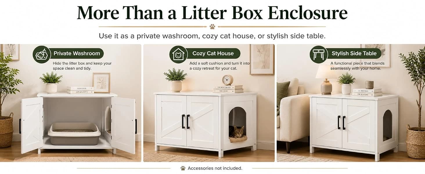 31.5" L Cat Litter Box Enclosure with Barn Door — product details