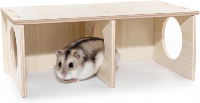 Hamster Peep Tunnel — 2-Chamber Wooden Hamster Hideout