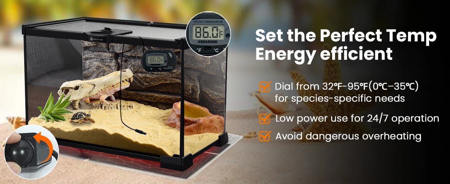 Reptile Terrarium Heat Pad with LCD Digital Aquarium Thermometer — product details
