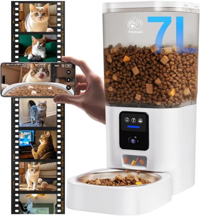 Automatic Cat Feeder with 2K Camera: 5G WiFi Automatic Dog Feeder with Night Vision