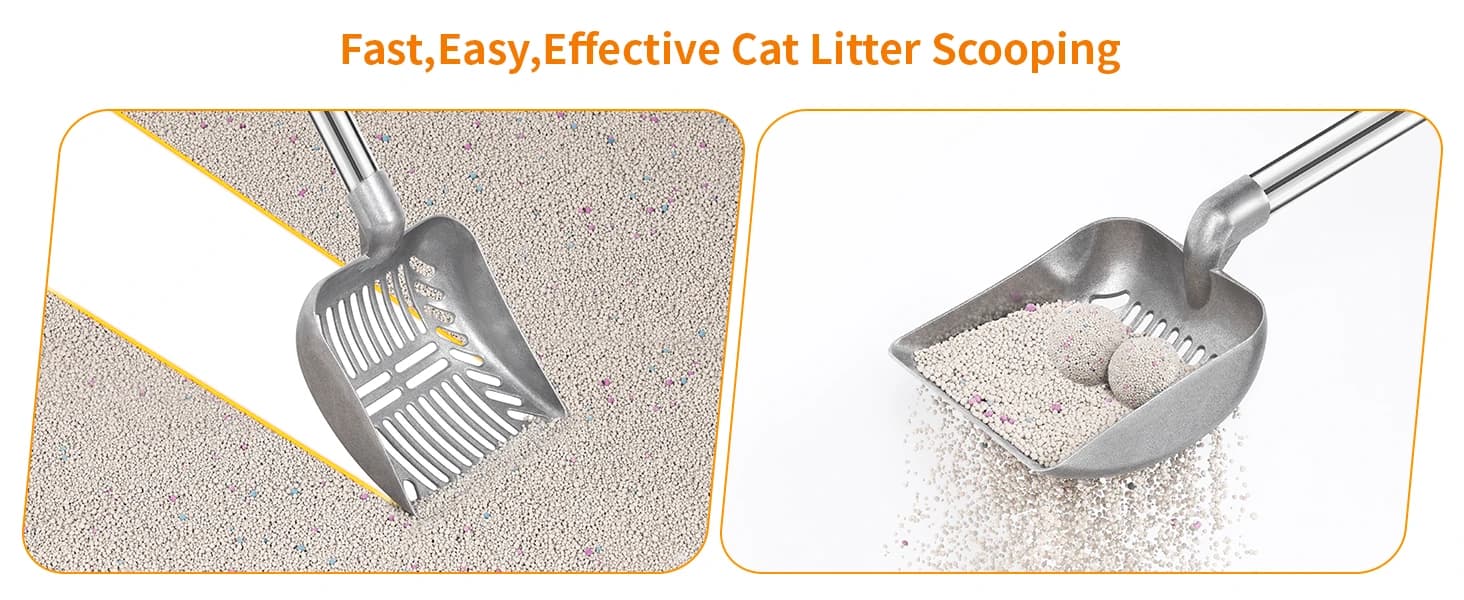 Metal Cat Litter Scoop — Detachable Long Handle Litter Scooper — product details