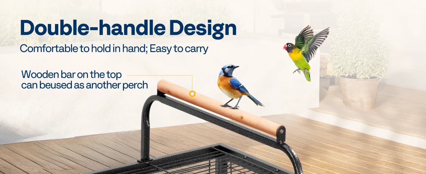 19 Inch Wrought Iron Travel Bird Cage for Cockatiel Parakeets — product details