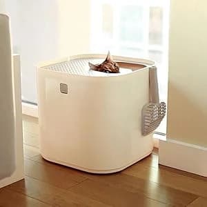 Top-Entry Cat Litter Box — Leak-Proof — Prevents litter tracking and spraying.