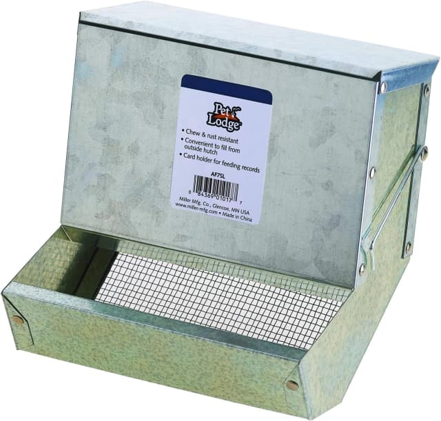 Small Animal Feeder with Lid and Sifter Bottom | Outdoor Gravity Feeder for Rabbits