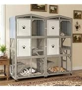 Outdoor Cat Catio Enclosures Large Wooden Cat House Patio for Indoor Cats Feral Cat Shelter with 2 Espace Doors — collection imagery