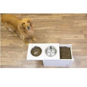 ECOFLEX Elevated Dog Feeder with 2 Stainless Steel Bowls and Sliding Lid Storage Bin — Newagepet Piedmont Pet Diner