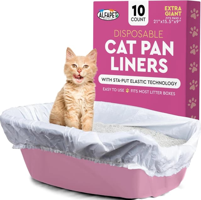 Elastic Cat Litter Box Liners - Extra Giant 10 Count - Tear-Resistant Cat Litter Bags - Waterproof Kitty Litter