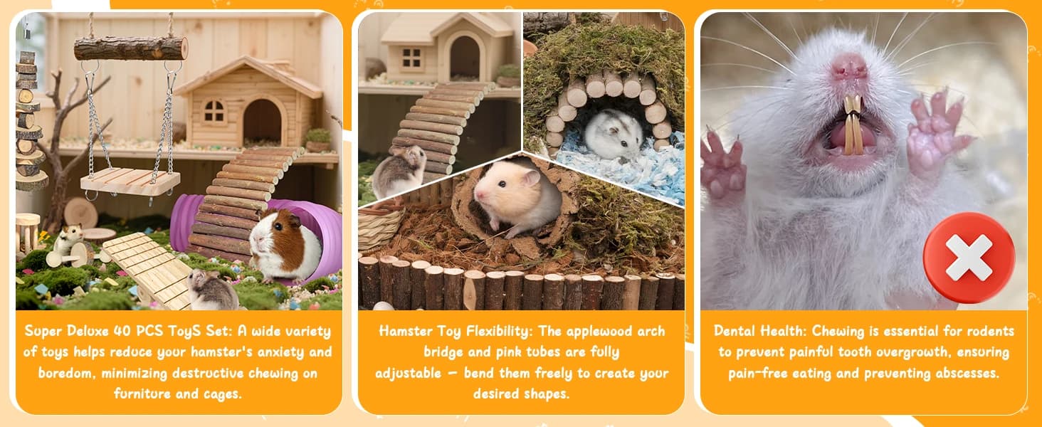 40 PCS Hamster Toys Set — Guinea Pig Toys Enrichment Hamster Tubes and Tunnels — product details