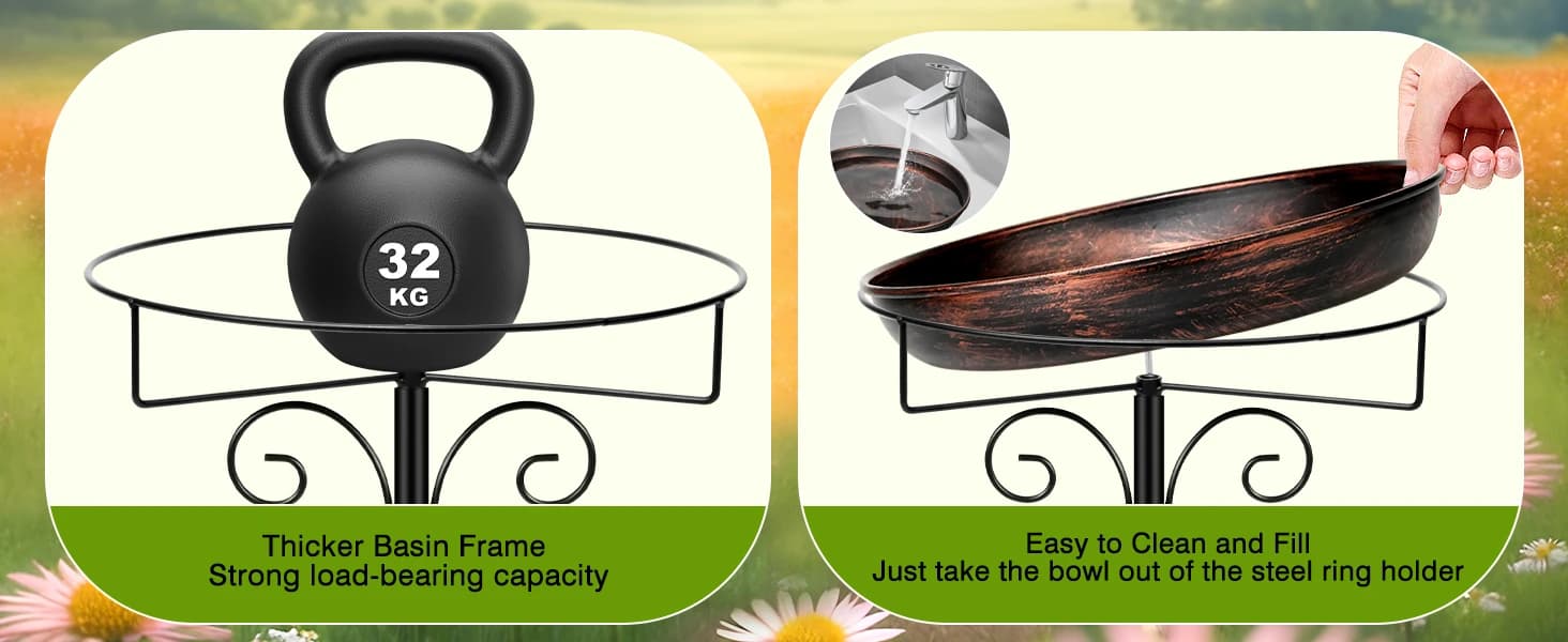 35In Metal Bird Bath for Outside — product details