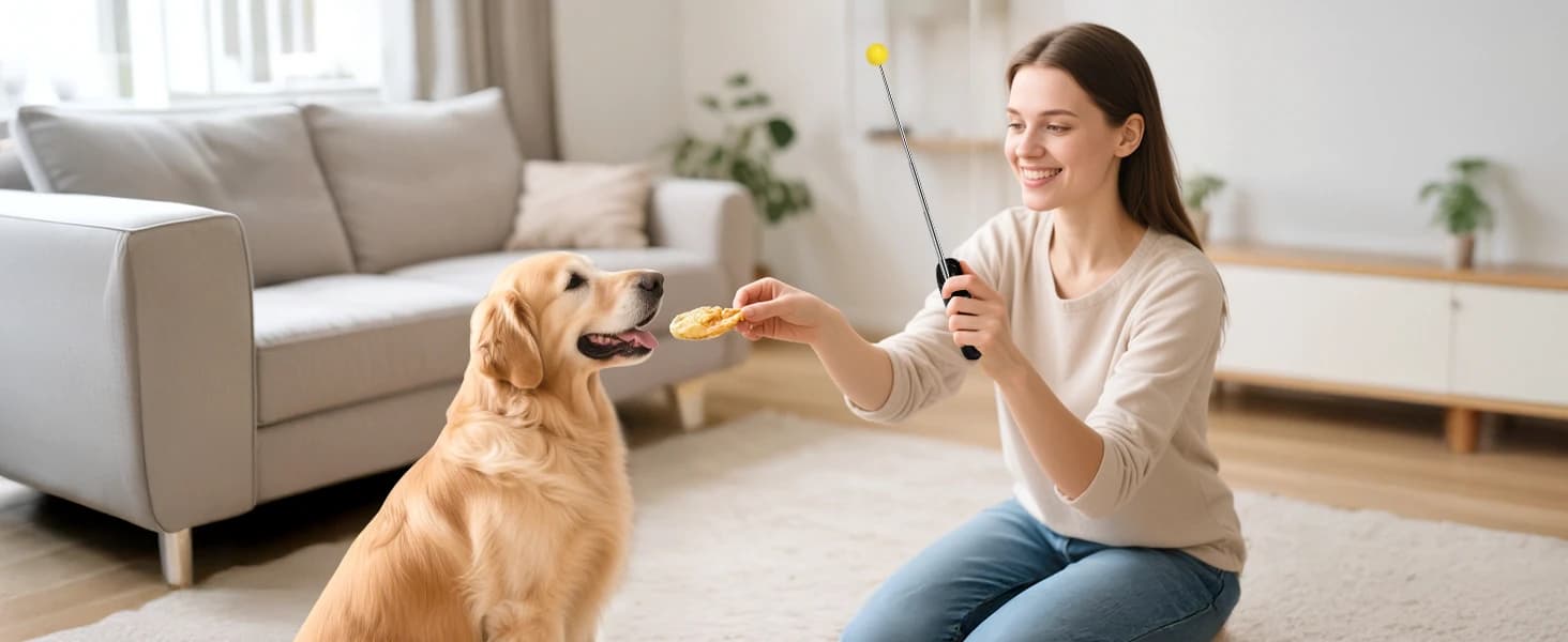 Dog Training Clicker with Target Stick – Portable and Retractable Trainer with Comfortable Handle and Bright — collection imagery