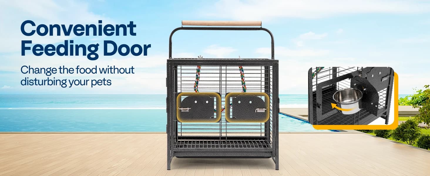 19 Inch Wrought Iron Travel Bird Cage for Cockatiel Parakeets — collection imagery