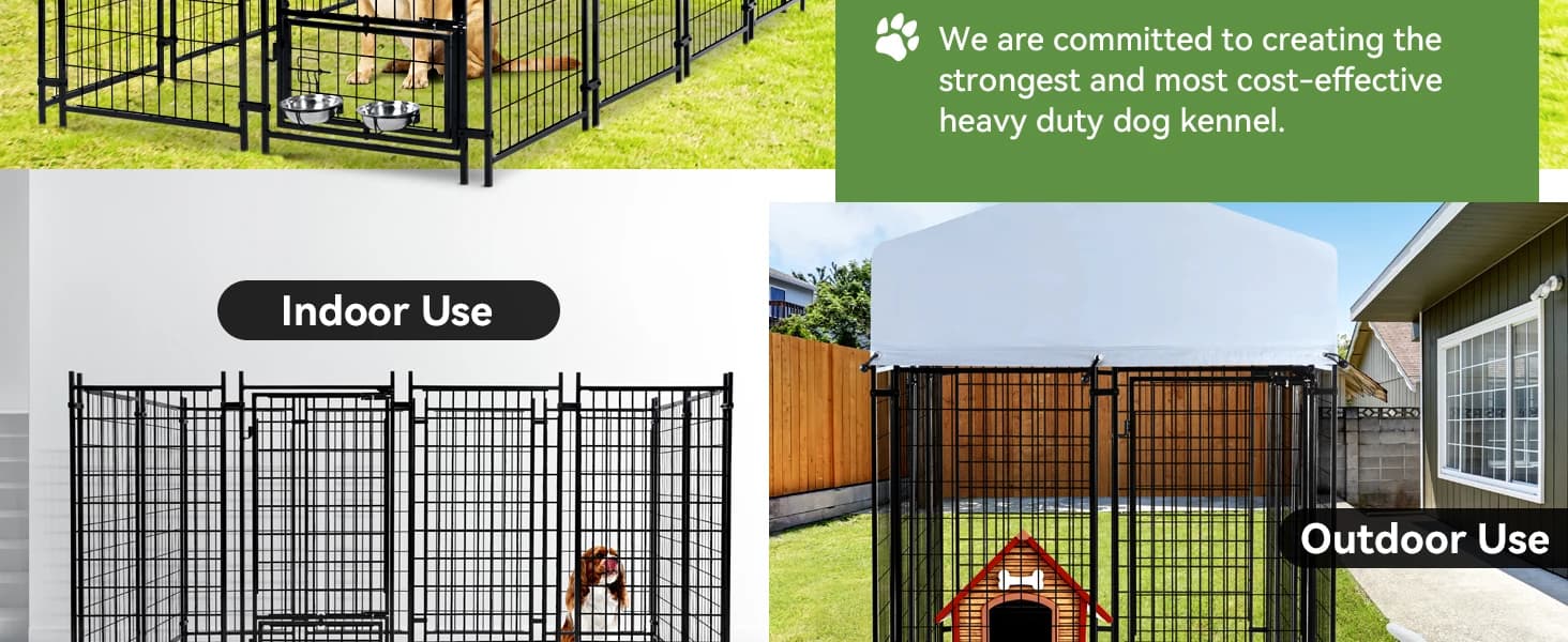 8x4x6 FT Dog Kennel Outdoor for Large Dogs with Silver Roof — product details