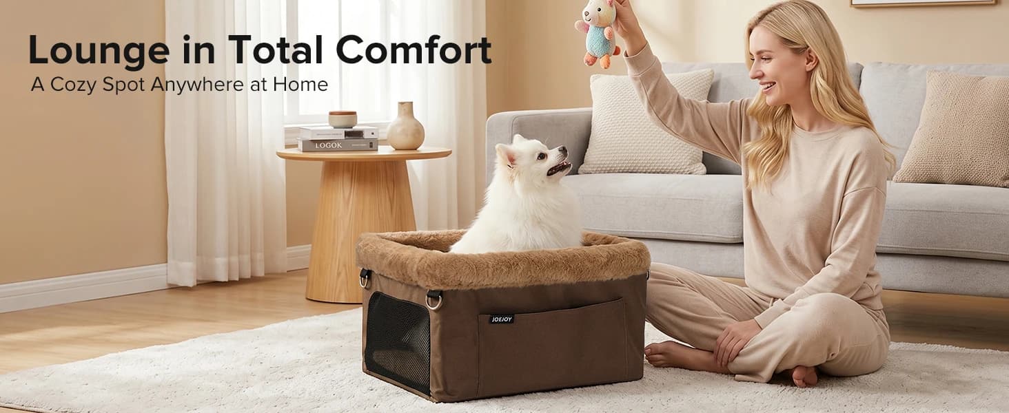 Deluxe Dog Booster Seat with Sturdy Metal Frame and Safety Leash for Small Pets up to 20 lbs - Portable Puppy β product details