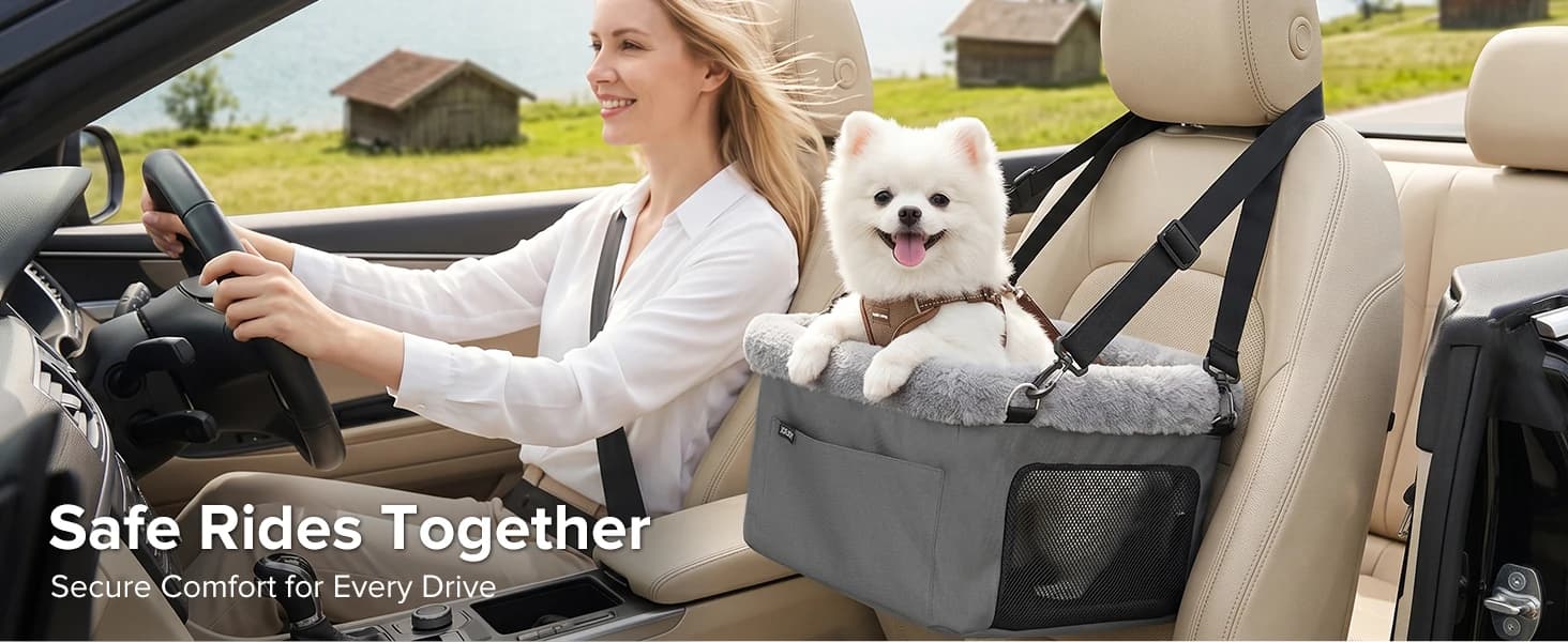Deluxe Dog Booster Seat with Sturdy Metal Frame and Safety Leash for Small Pets up to 20 lbs - Portable Puppy β product details