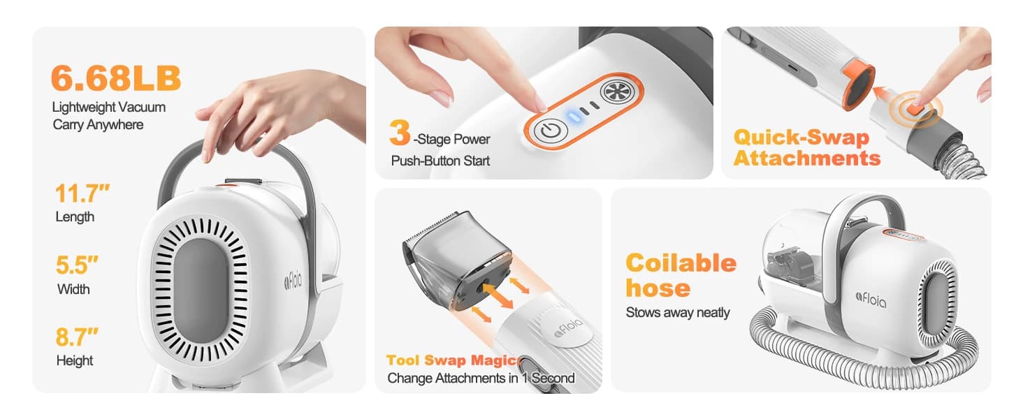 6-in-1 Dog Grooming Vacuum Kit â product details