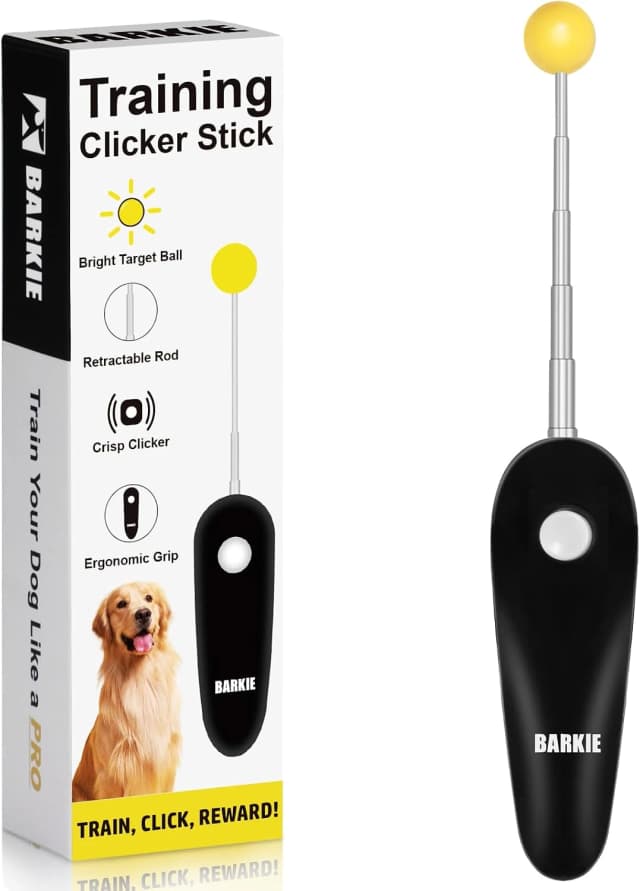 Dog Training Clicker with Target Stick – Portable and Retractable Trainer with Comfortable Handle and Bright