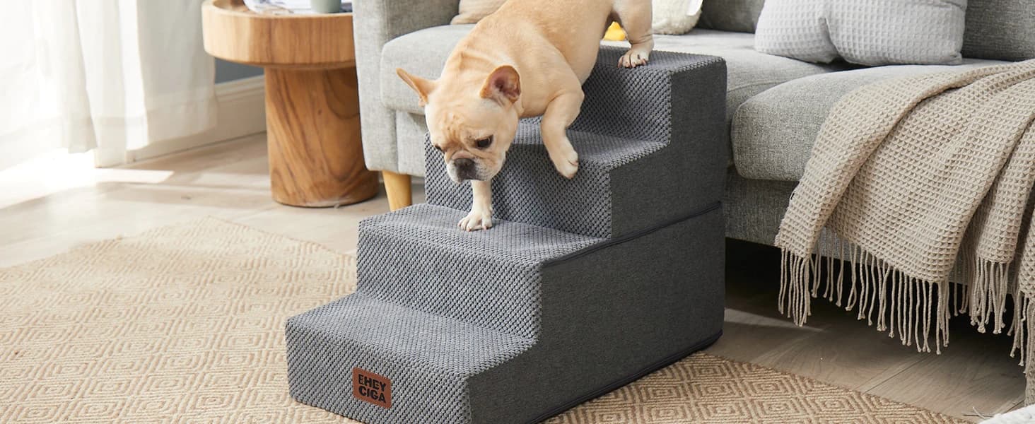 Dog Stairs for Bed 18" H — 4-Step Dog Steps for High Bed — product details