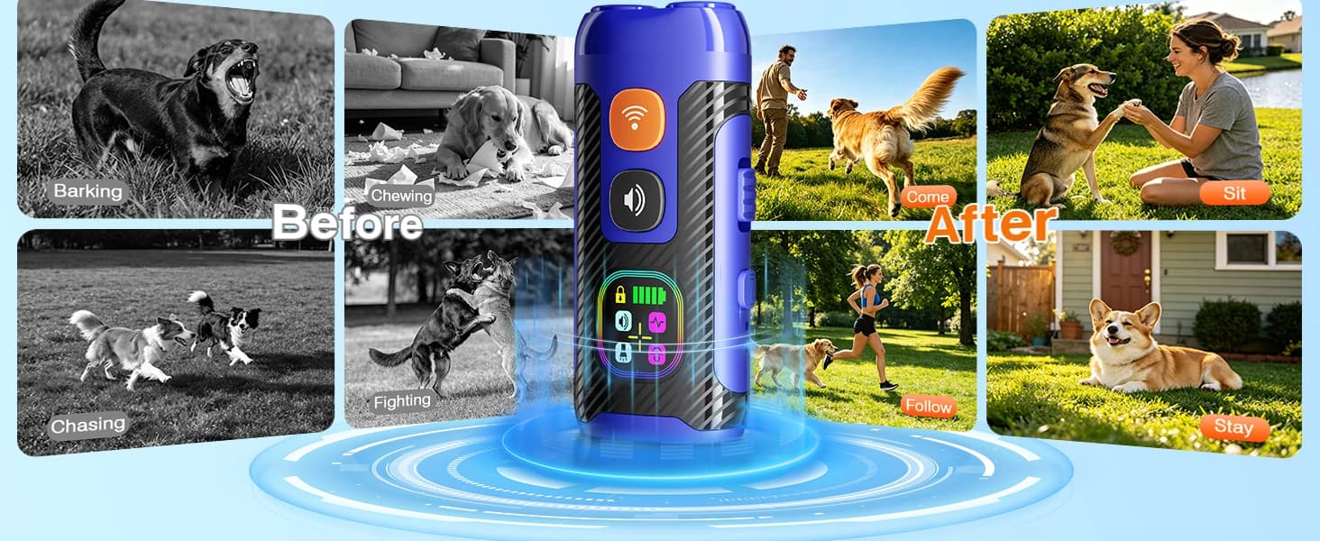 Dog Bark Deterrent Devices, Anti Barking Device for Dogs – Dual Ultrasonic (Fixed 25 kHz/Adaptive 20-30 kHz) — product details