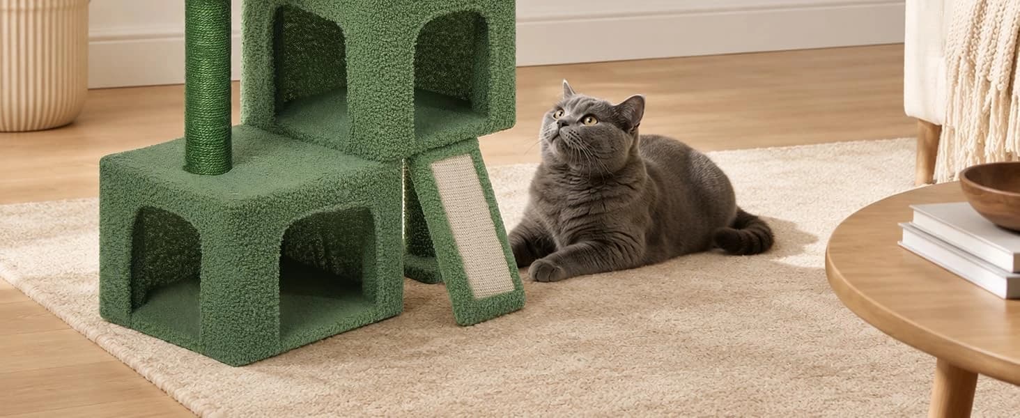 37.4" Cactus Cat Tree Tower with Twin Cat Condos for Indoor Cats — product details